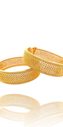 22K Gold Designer 2 Pieces Set of Ladies Screw Bangles