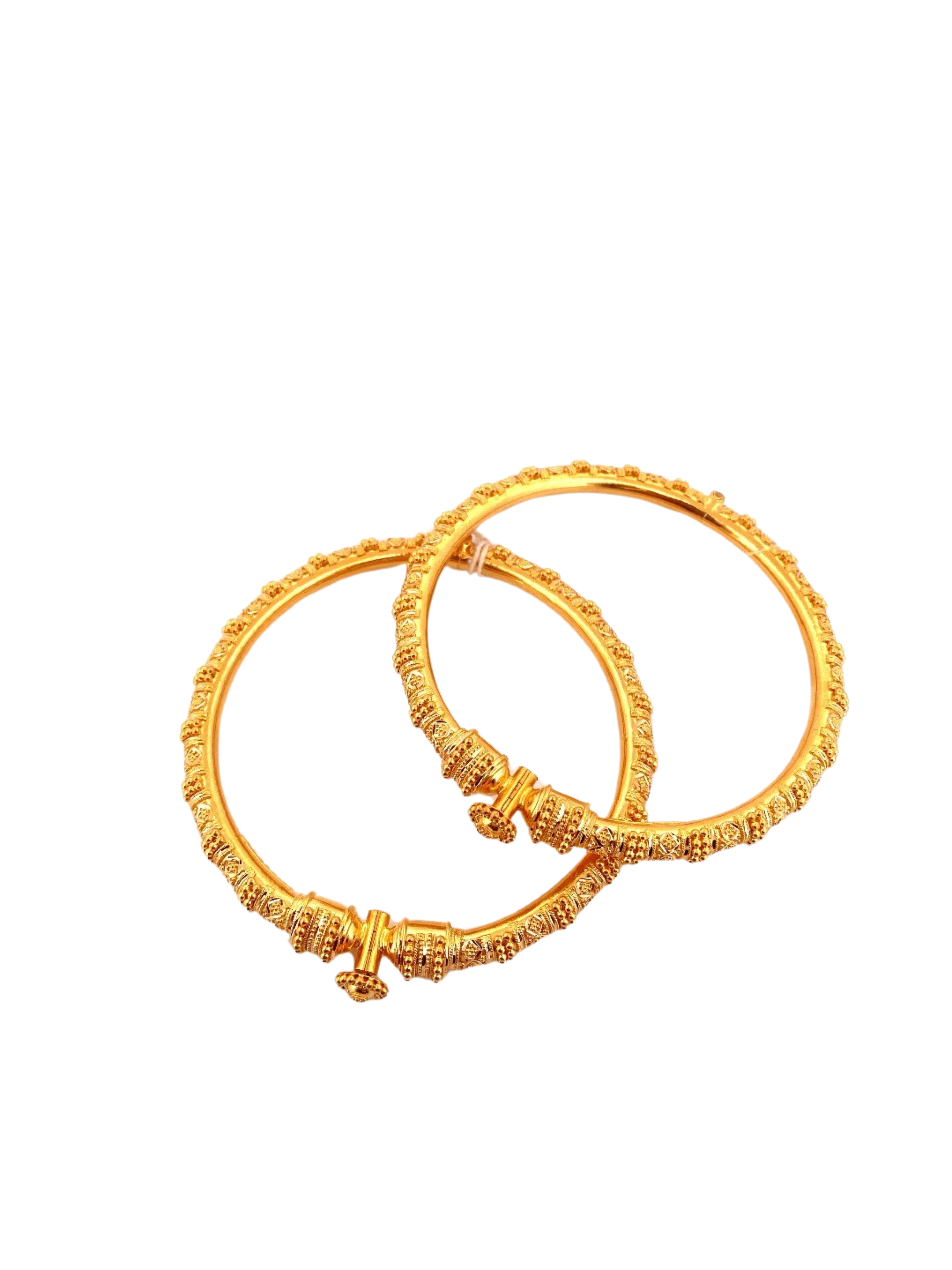 22K Gold Designer 2 Pieces Set Of Ladies Screw Bangles