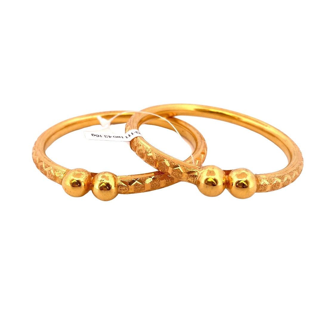 22K Gold Designer Laser Cut 2 Pieces Set Of Ladies Bangles