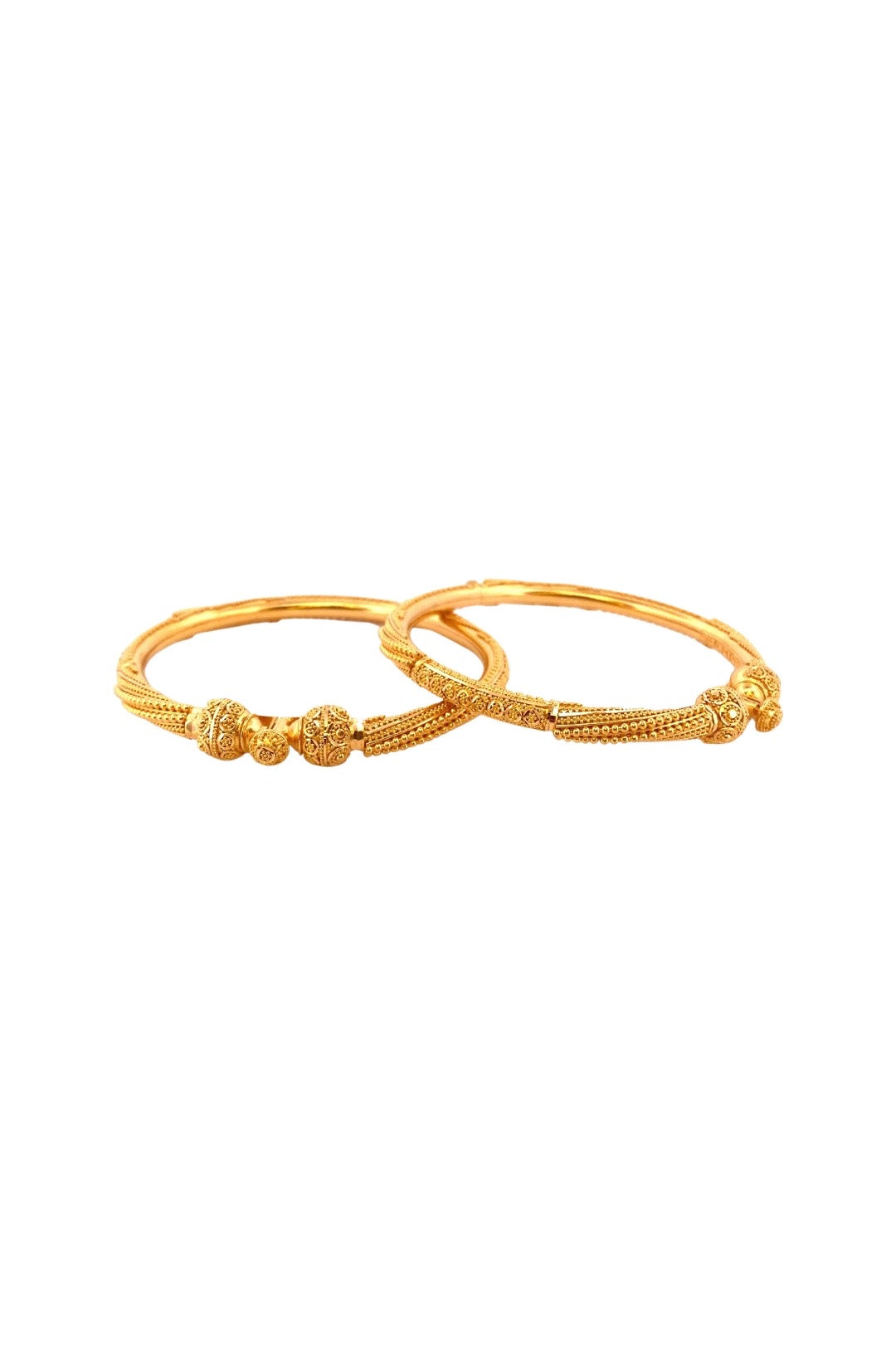 22K Gold 2 Pieces Set Of Ladies Screw Bangles