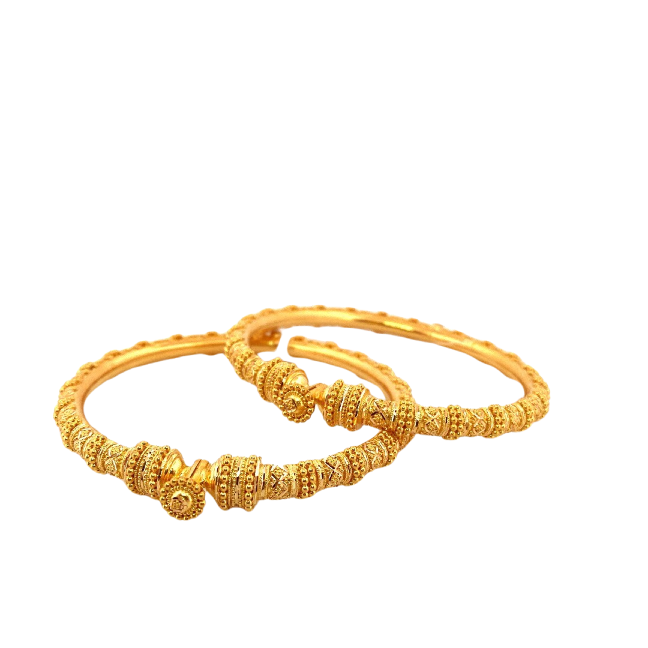 22K Gold Designer 2 Pieces Set Of Ladies Screw Bangles
