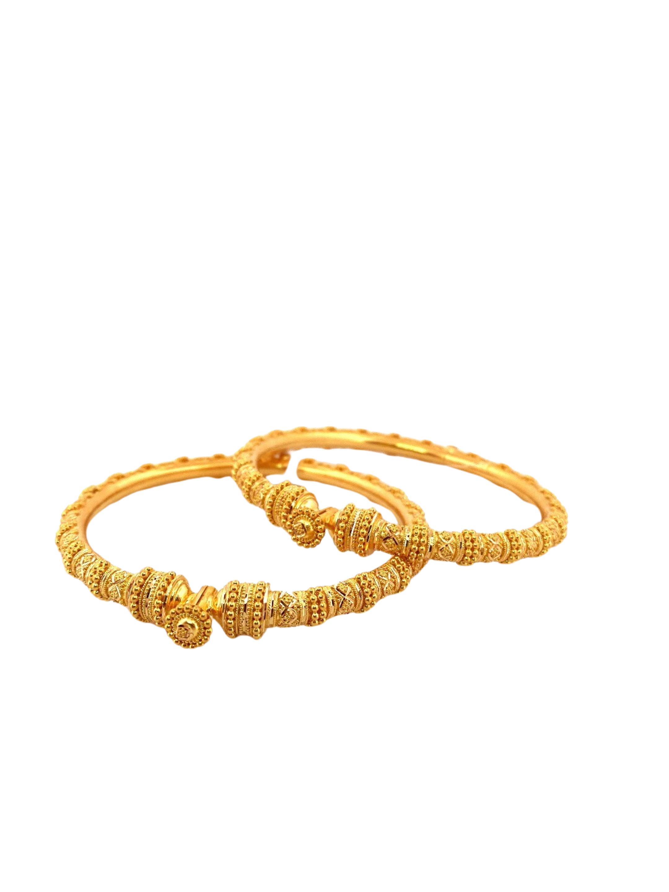 22K Gold Designer 2 Pieces Set Of Ladies Screw Bangles