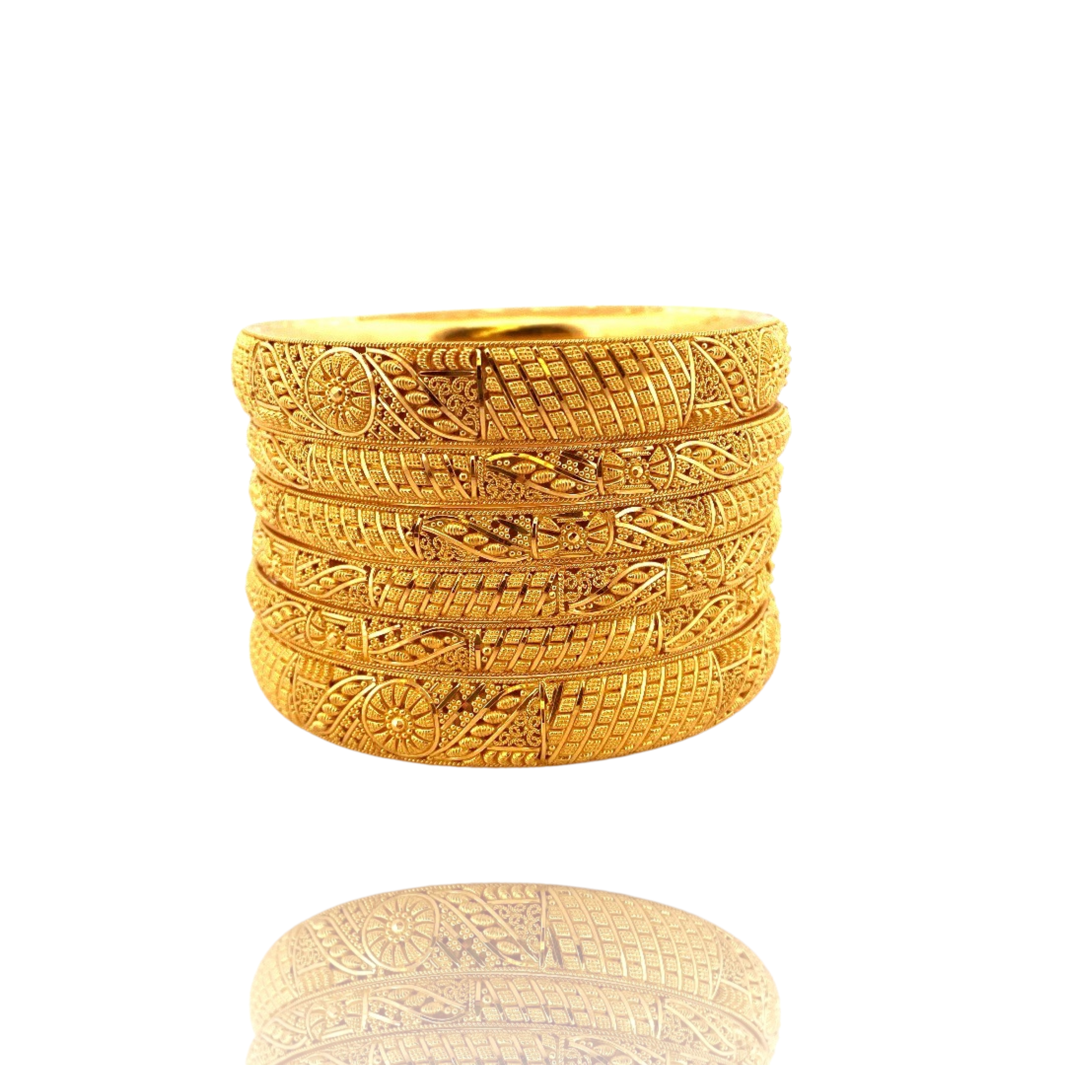 22K Gold Designer 6 Pieces Set of Bangles