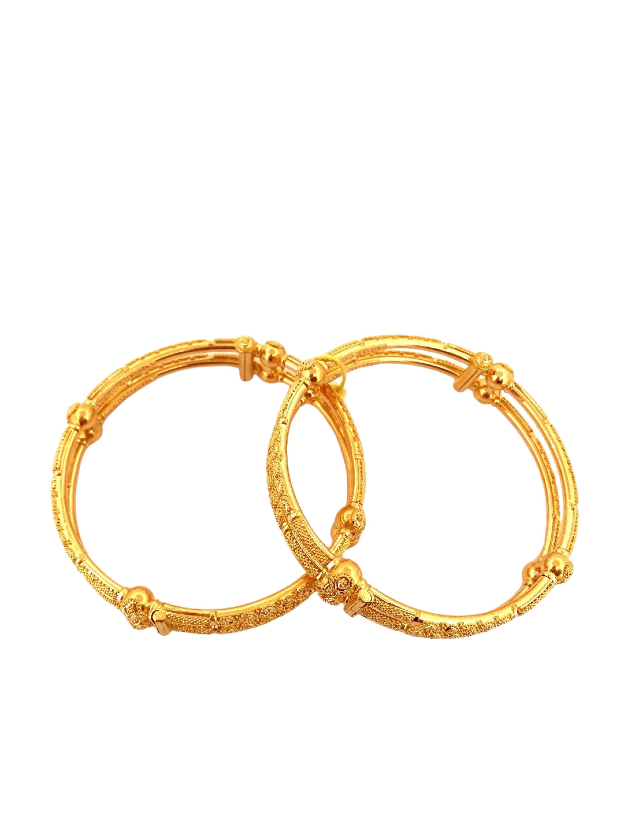 22K Gold Designer 2 Pieces Set Of Ladies Screw Bangles
