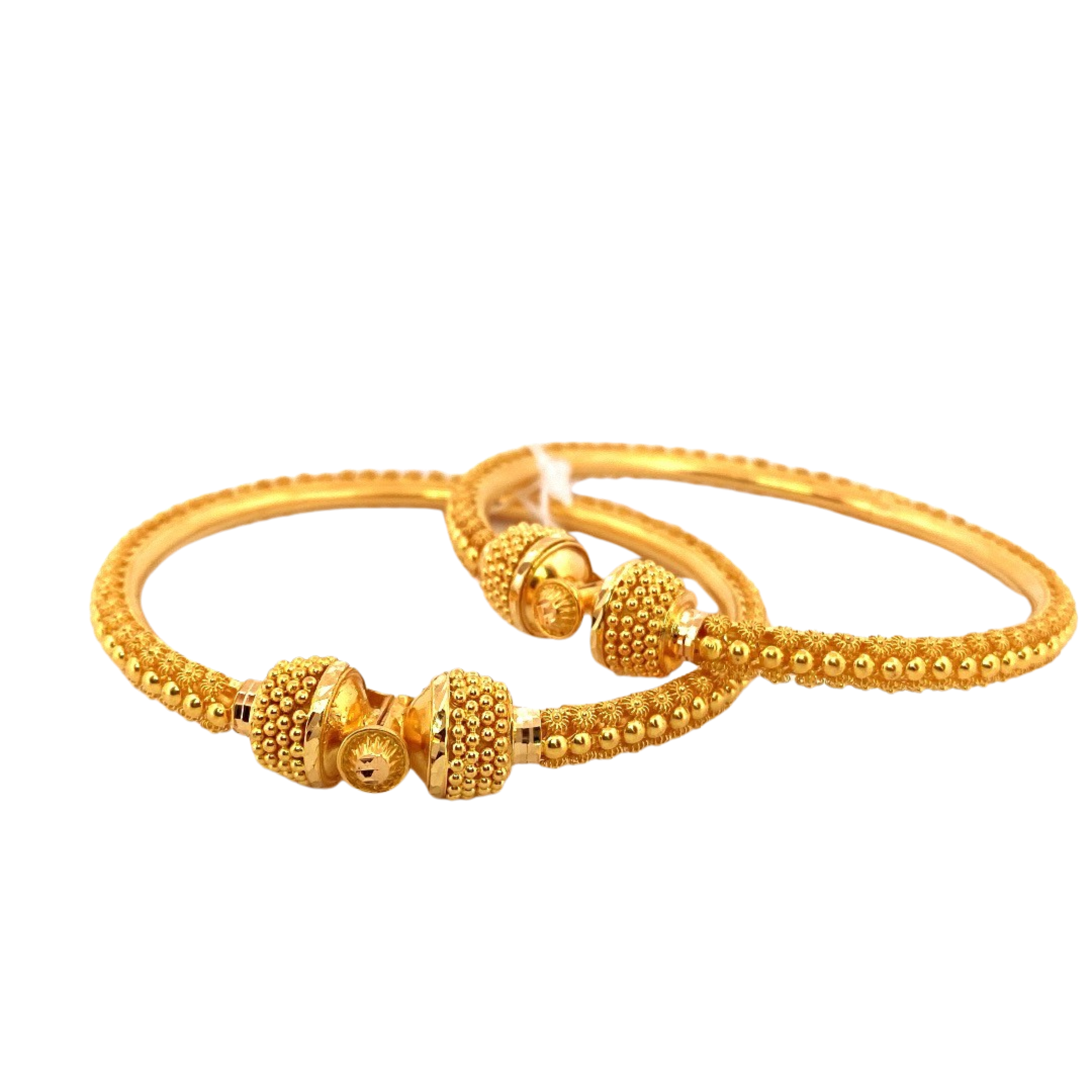 22K Gold Designer 2 Pieces Set Of Ladies Screw Bangles