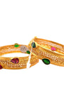 22K Gold Multi-colour 2 Pieces Set Of Ladies Screw Bangles
