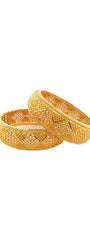 22K Gold Diamond Design 2 Pieces Set Of Ladies Screw Bangles