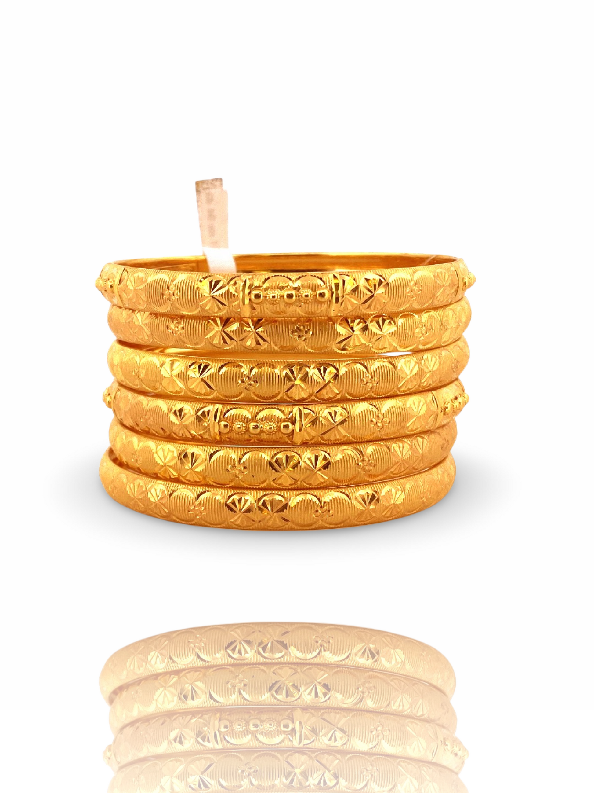 22K Gold Designer 6 Pieces Bangles Set