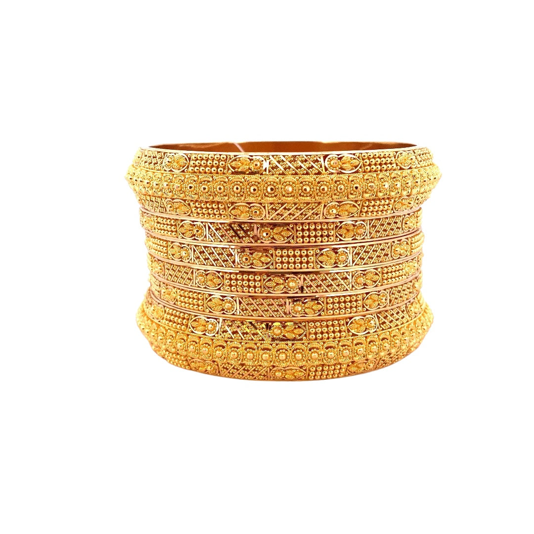 22K Gold Designer 6 Pieces Bangles Set