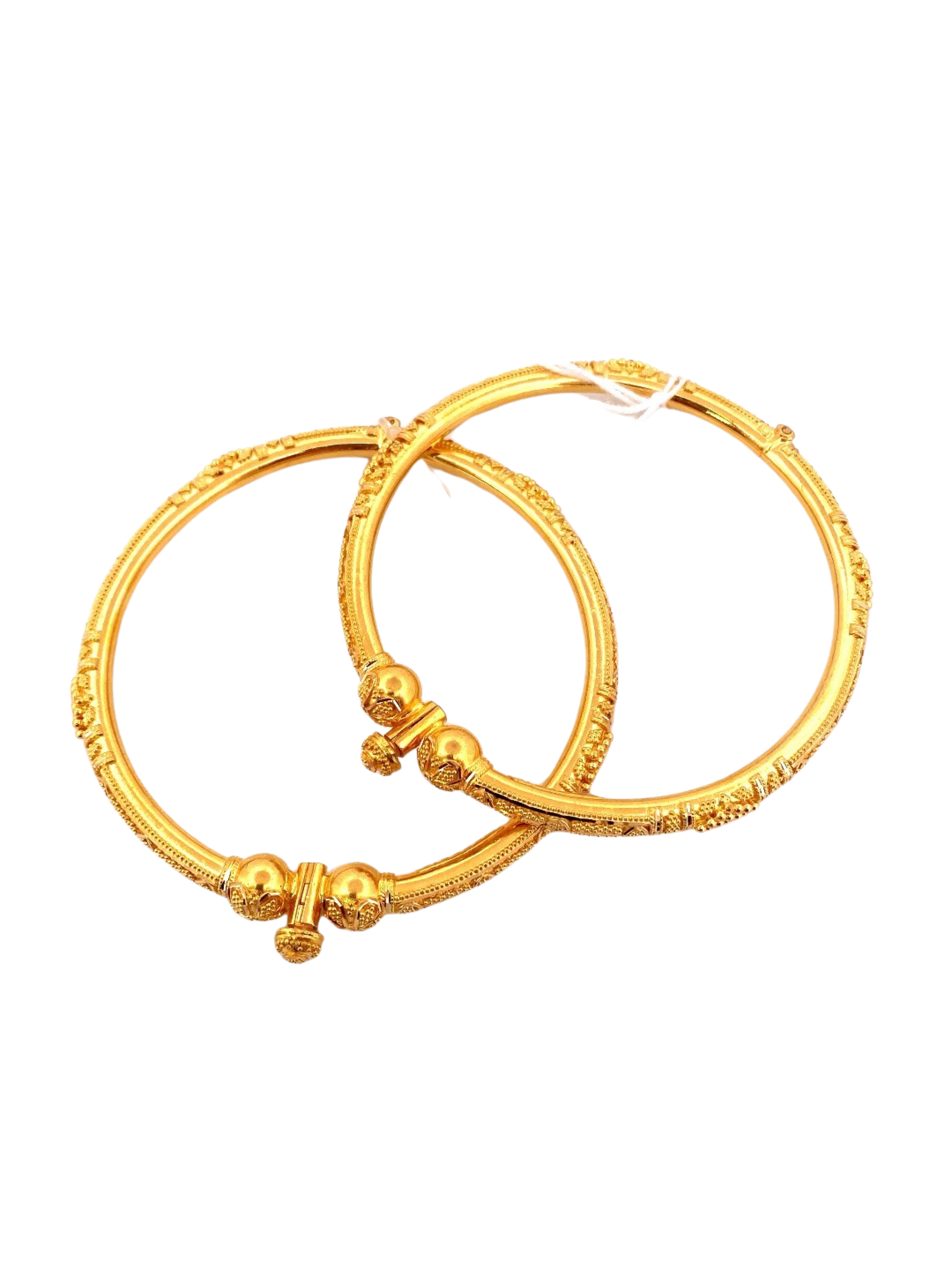 22K Gold Designer 2 Pieces Set Of Ladies Screw Bangles