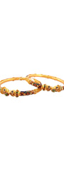 22K Gold Meena 2 Pieces Set Of Ladies Screw Bangles