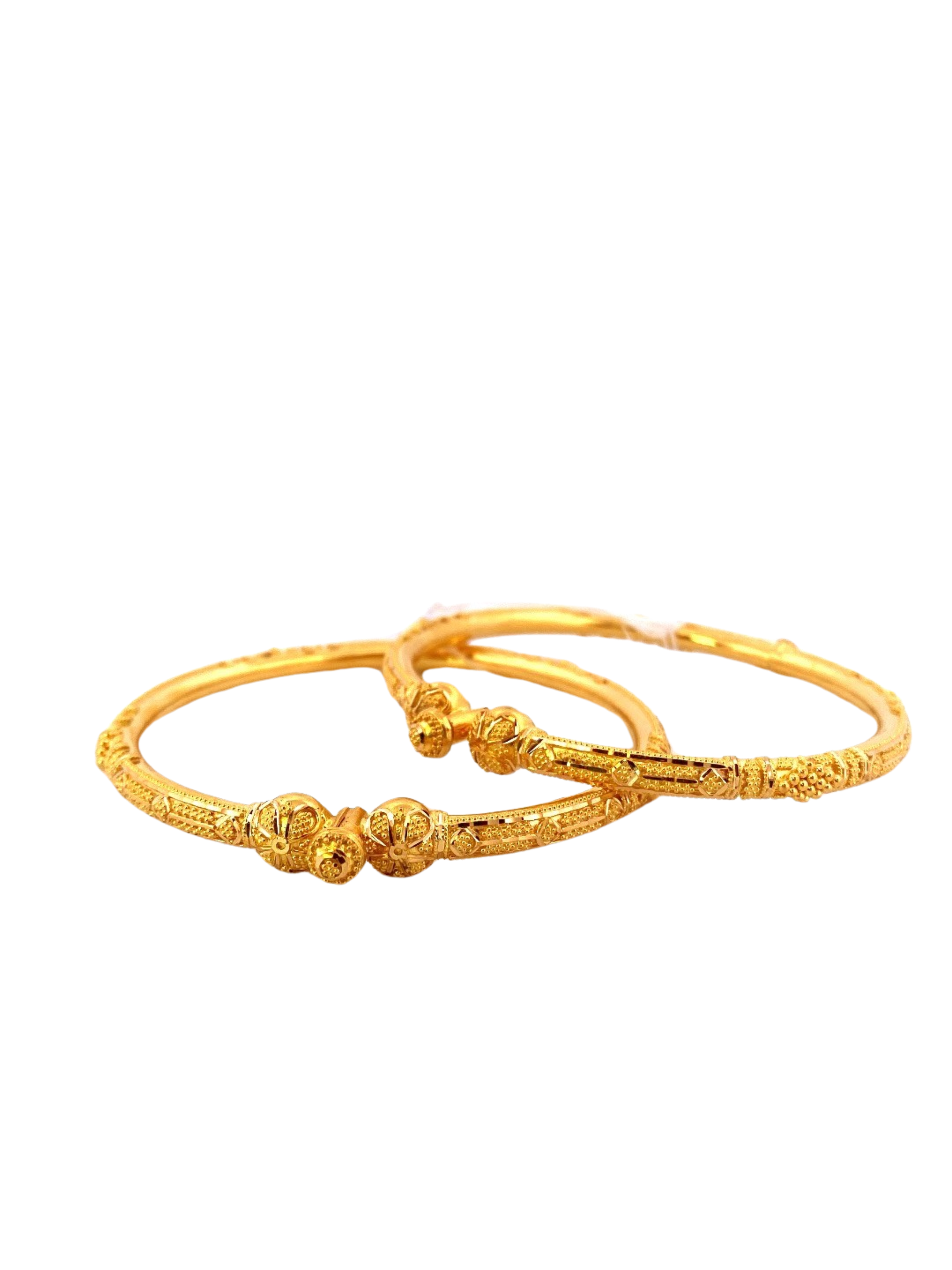 22K Gold Designer 2 Pieces Set Of Ladies Screw Bangles