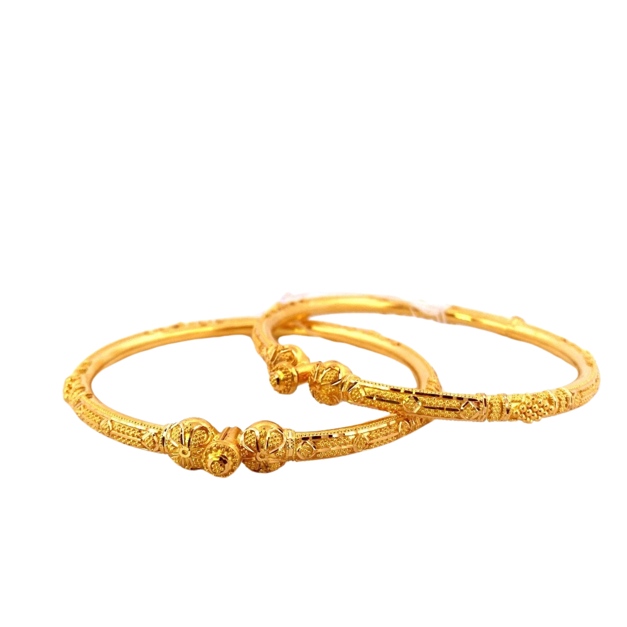22K Gold Designer 2 Pieces Set Of Ladies Screw Bangles