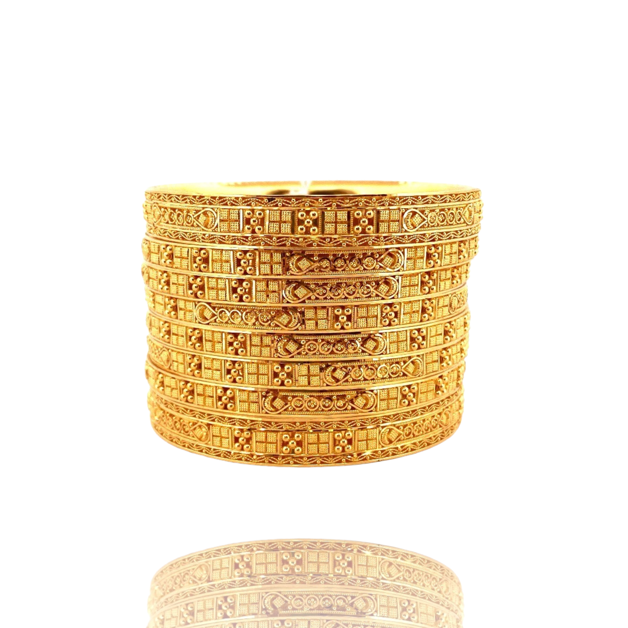 22K Gold Designer 8 Pieces Set of Bangles