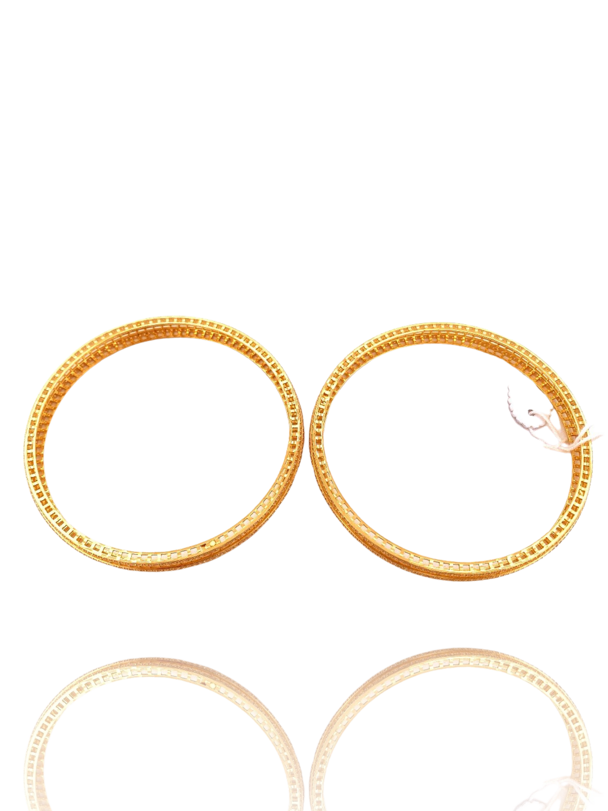 22K Gold CZ Designer 2 Pieces Set of Bangles