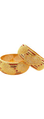 22K Gold Multi-colour 2 Pieces Set Of Ladies Screw Bangles