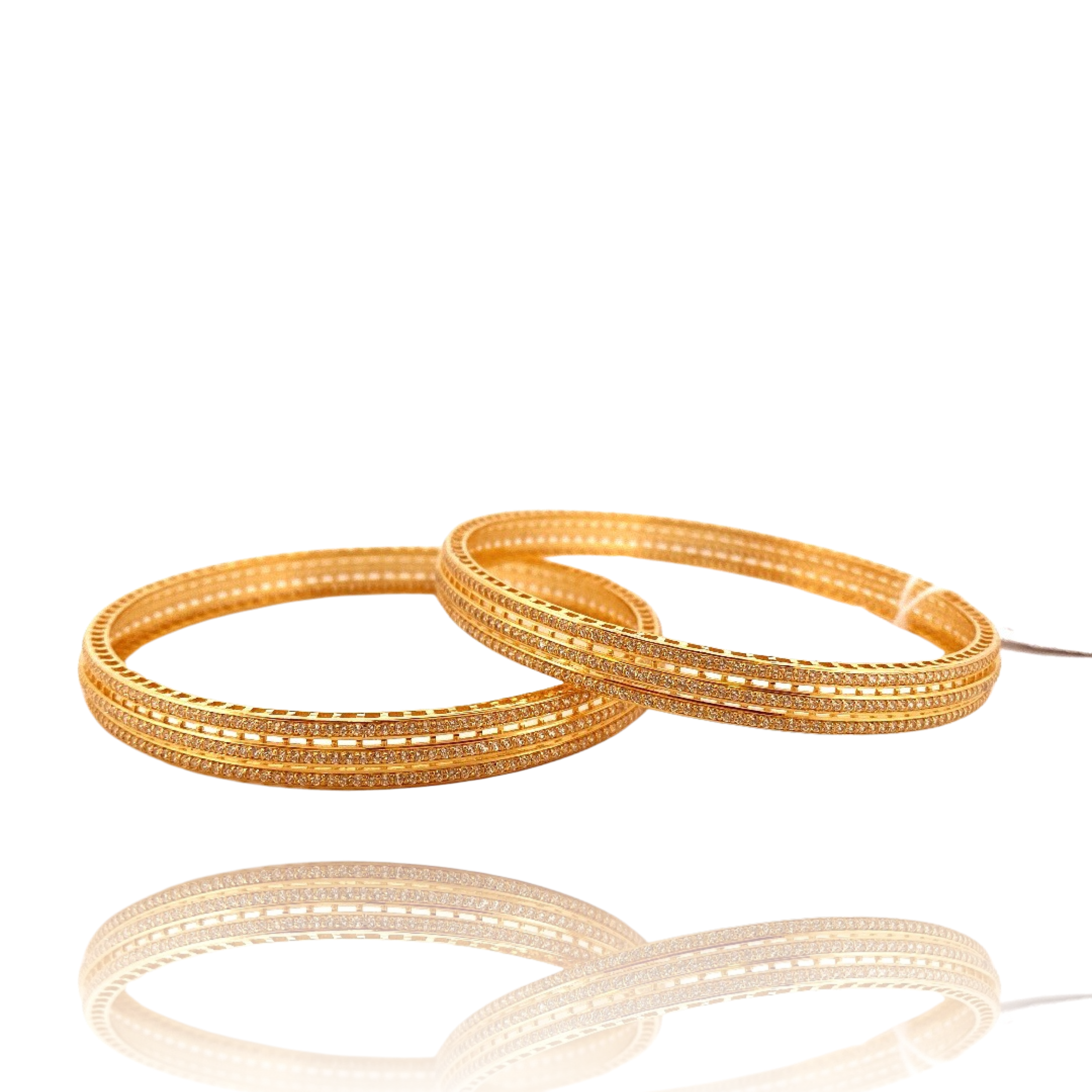 22K Gold CZ Designer 2 Pieces Set of Bangles