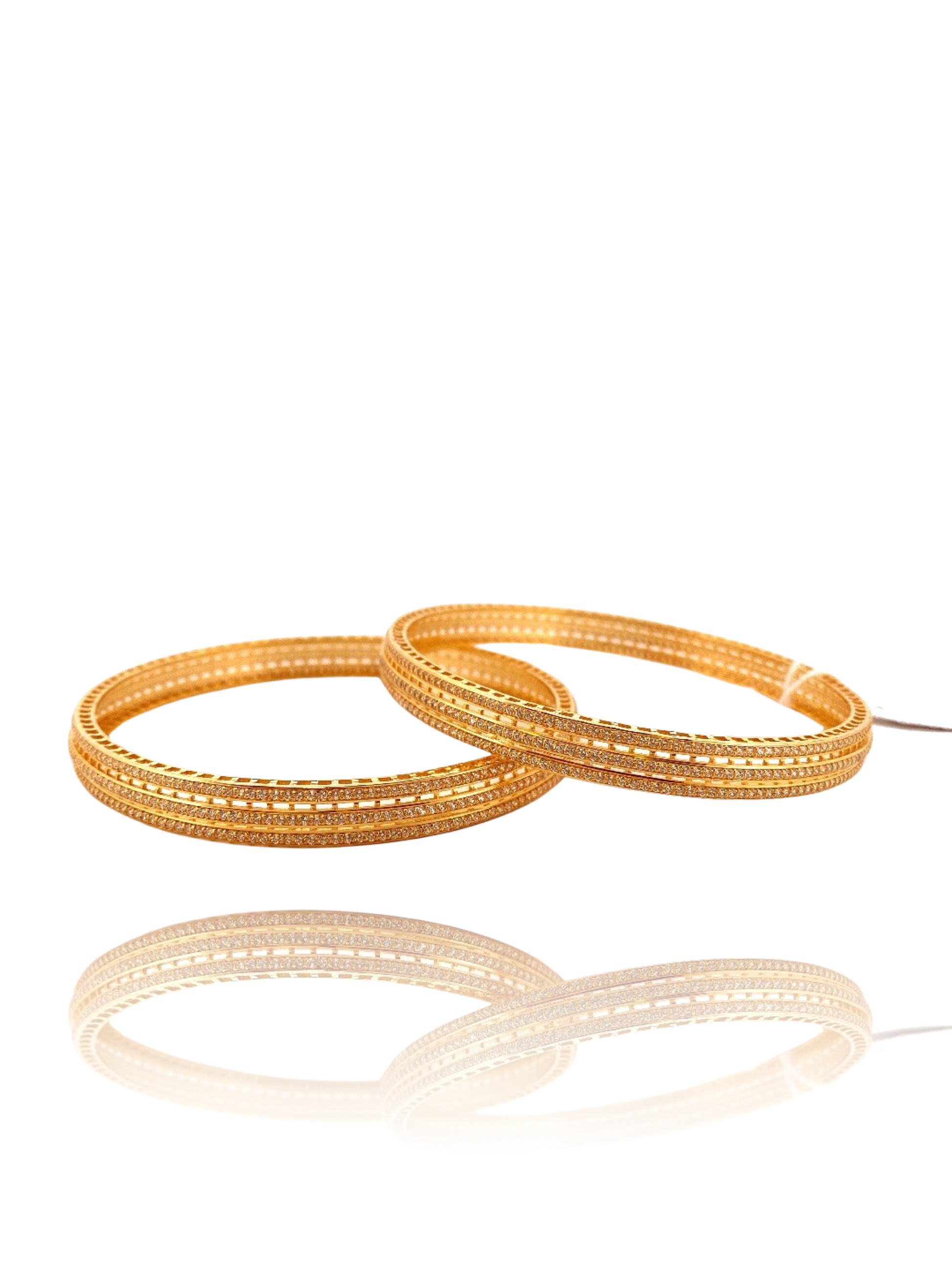 22K Gold CZ Designer 2 Pieces Set of Bangles