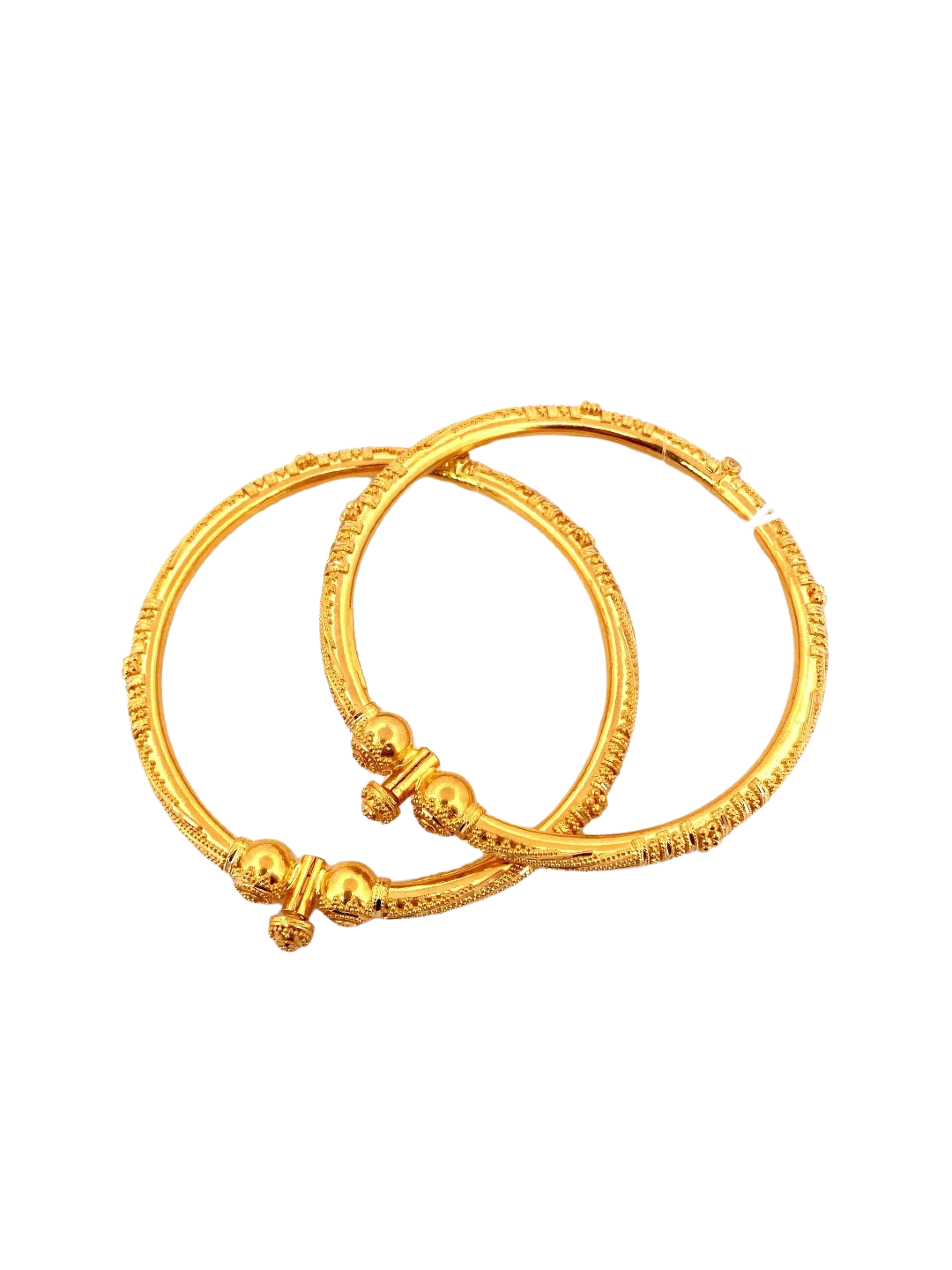 22K Gold Designer 2 Pieces Set Of Ladies Screw Bangles