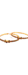 22K Gold Designer Meena 2 Pieces Set Of Ladies Screw Bangles