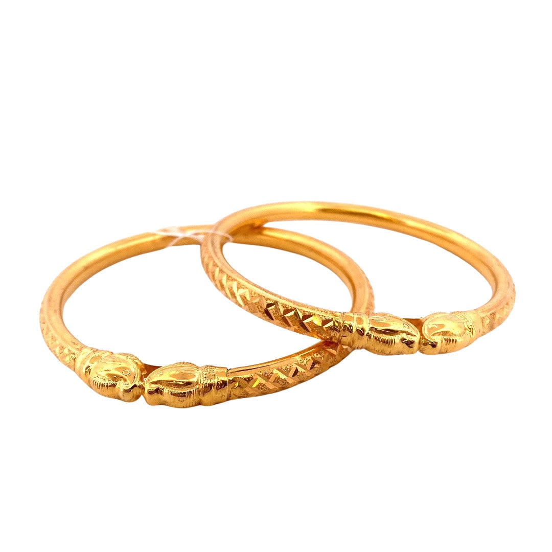 22K Gold Laser Cut 2 Pieces Set Of Ladies Bangles