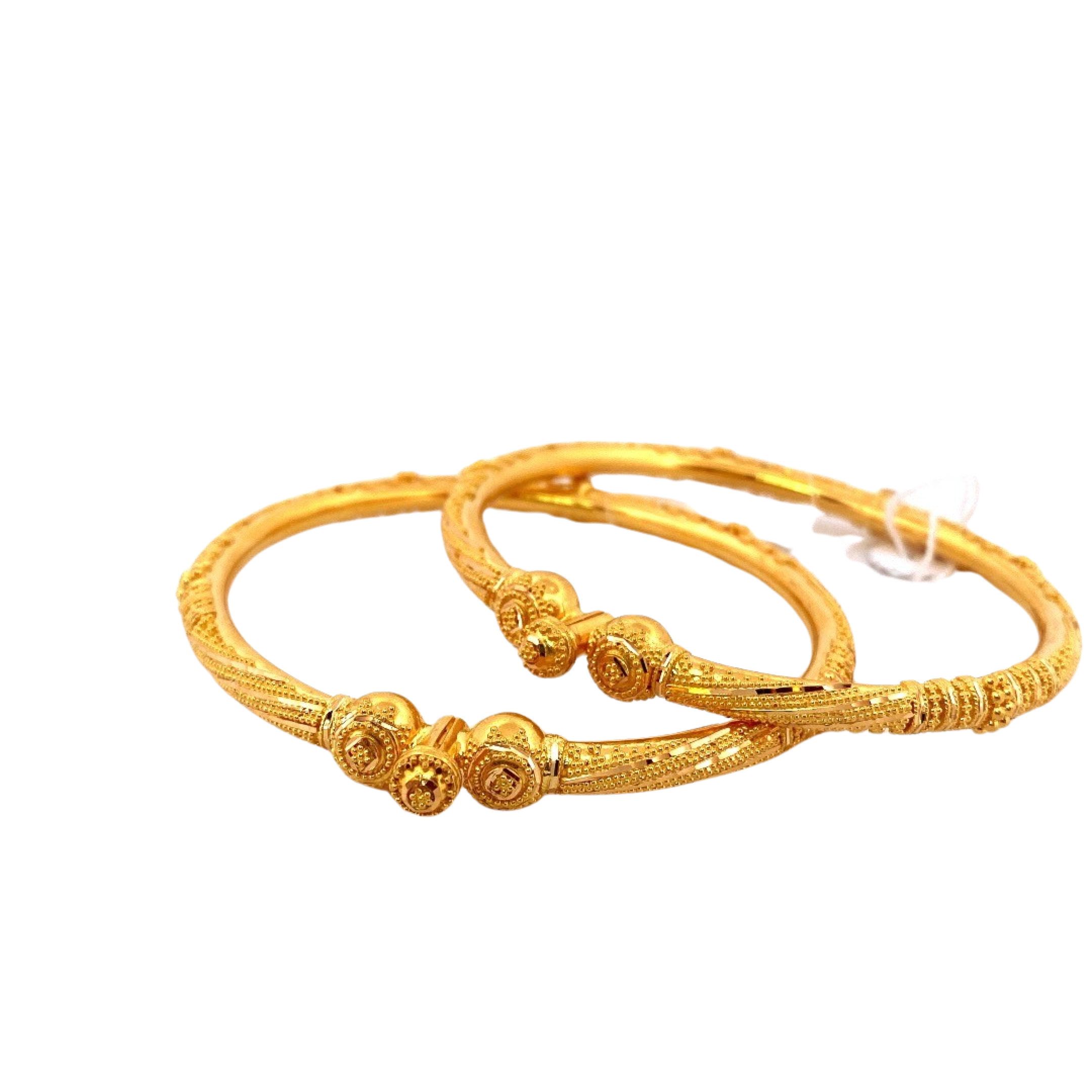22K Gold Designer 2 Pieces Set Of Ladies Screw Bangles