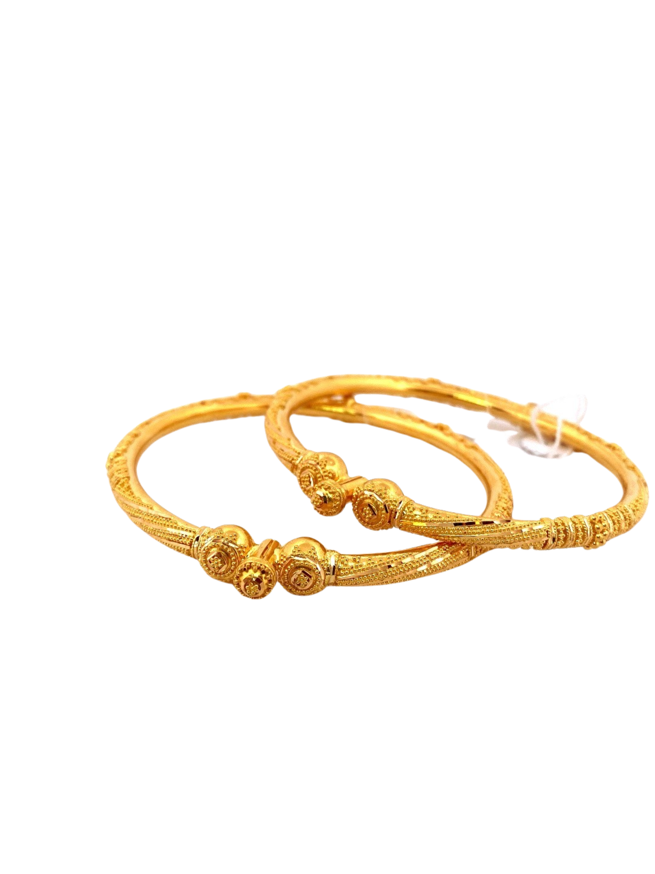 22K Gold Designer 2 Pieces Set Of Ladies Screw Bangles