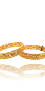 22K Gold Designer 2 Pieces Set of Ladies Screw Bangles