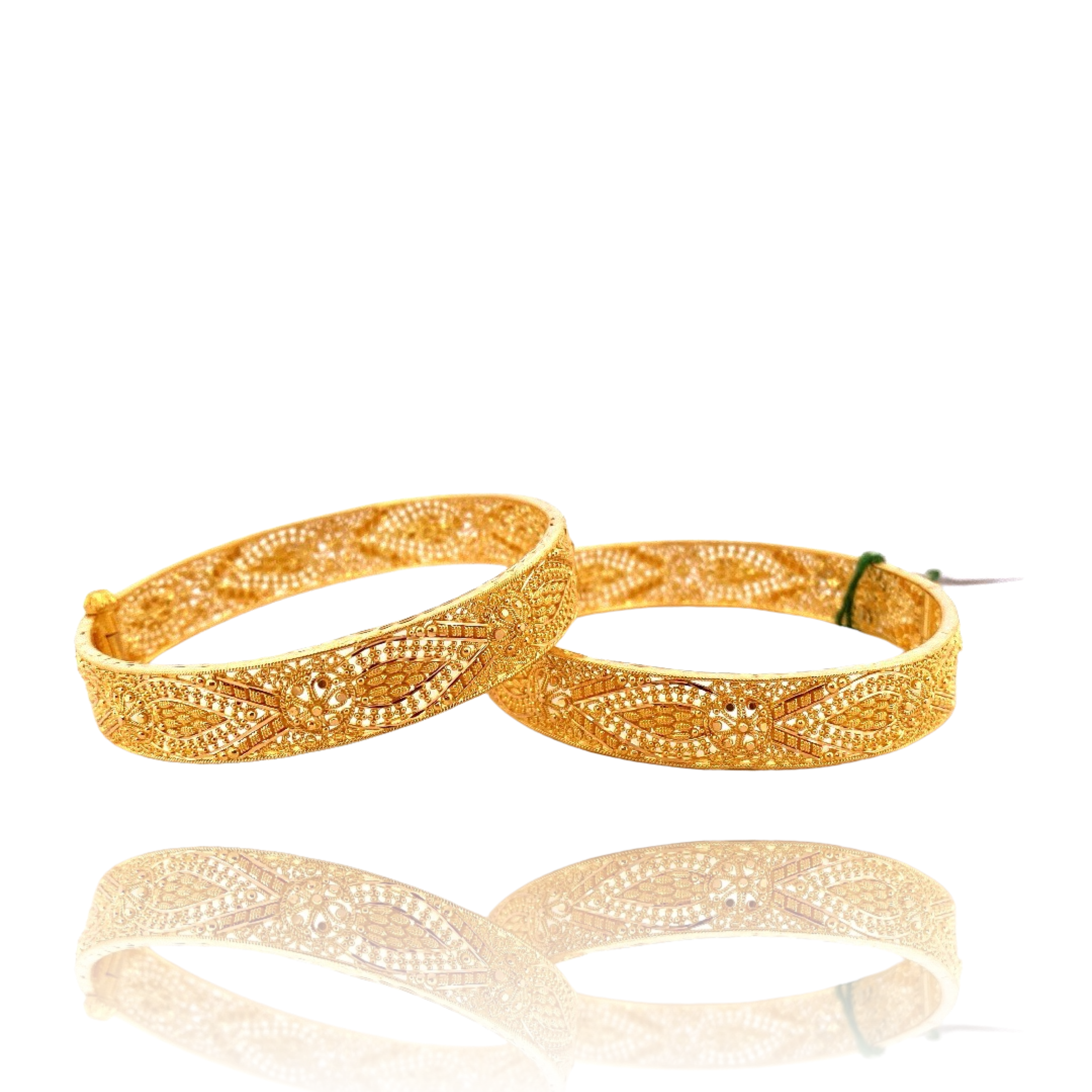 22K Gold Designer 2 Pieces Set of Ladies Screw Bangles