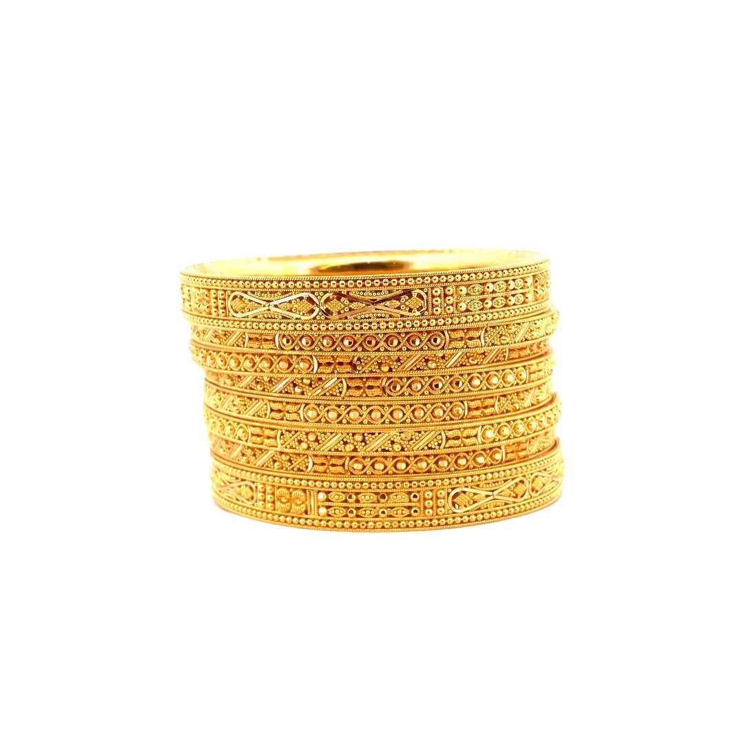 22K Gold Designer 8 Pieces Bangles Set