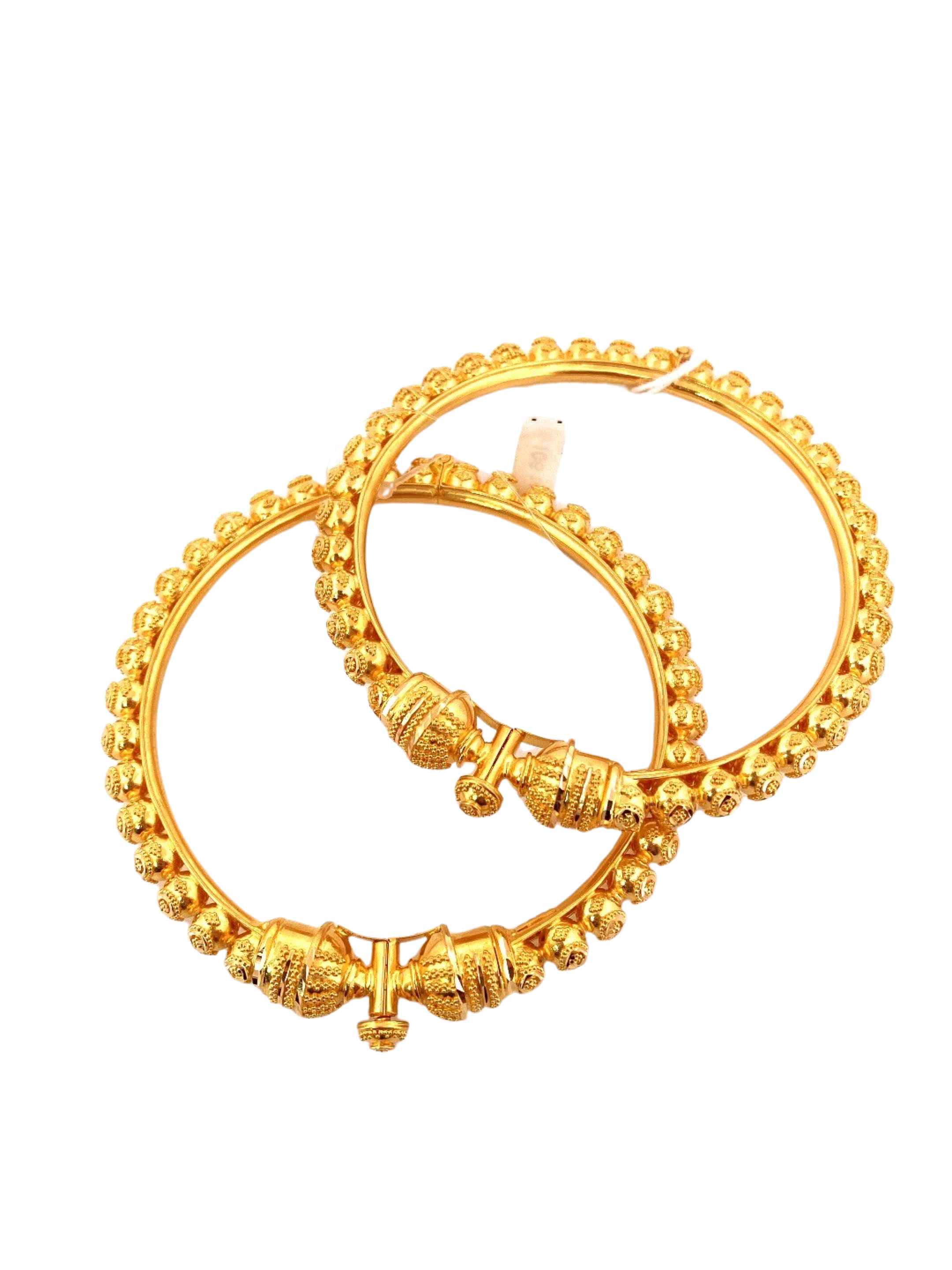 22K Gold Designer 2 Pieces Set Of Ladies Screw Bangles
