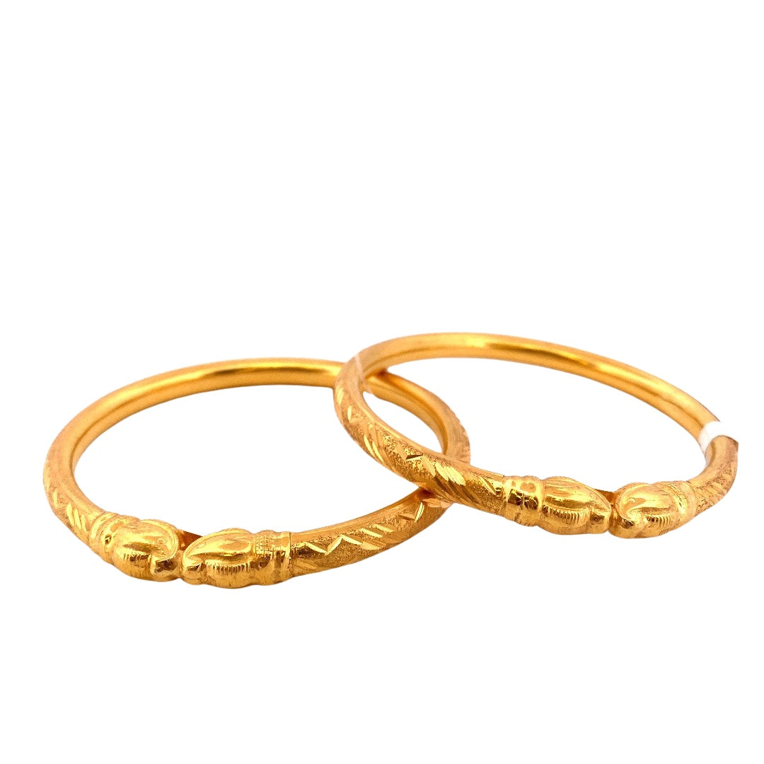 22K Gold Laser Cut 2 Pieces Set Of Ladies Bangles