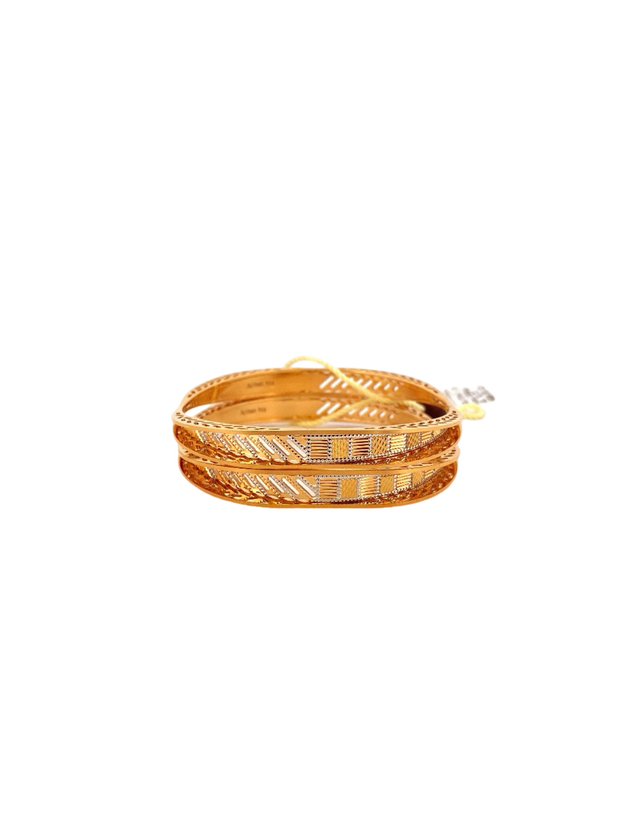 22K Gold Two-tone Designer 2 Pieces Set Of Bangles