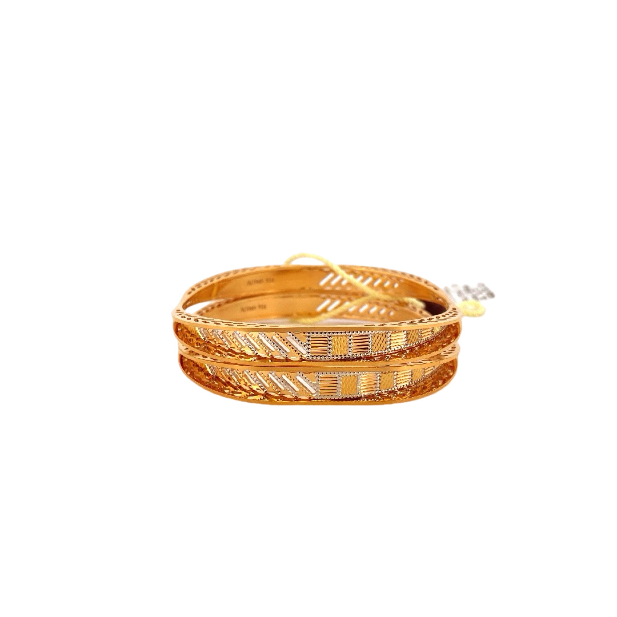 22K Gold Two-tone Designer 2 Pieces Set Of Bangles