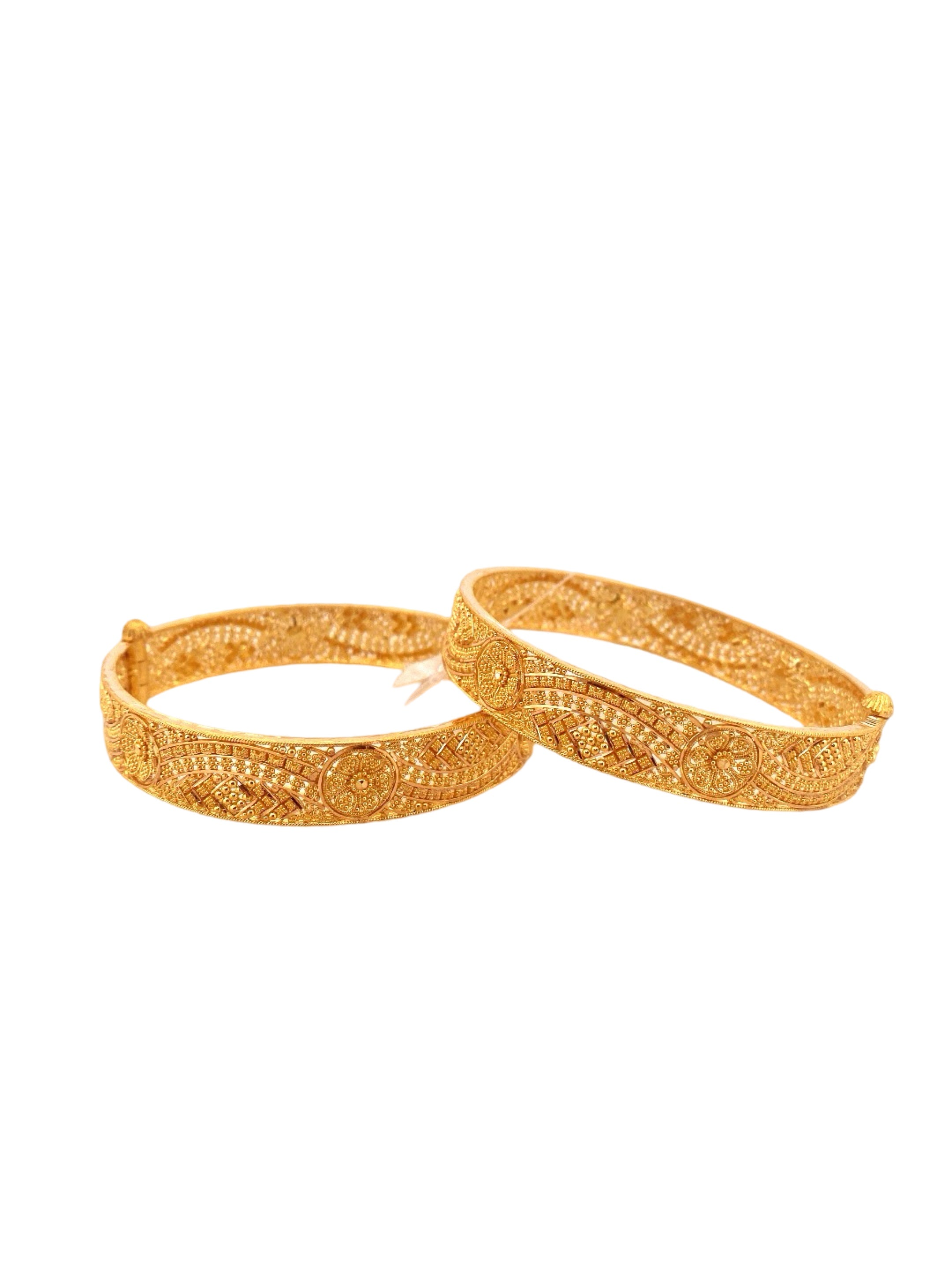22K Gold Designer 2 Pieces Set Of Ladies Screw Bangles