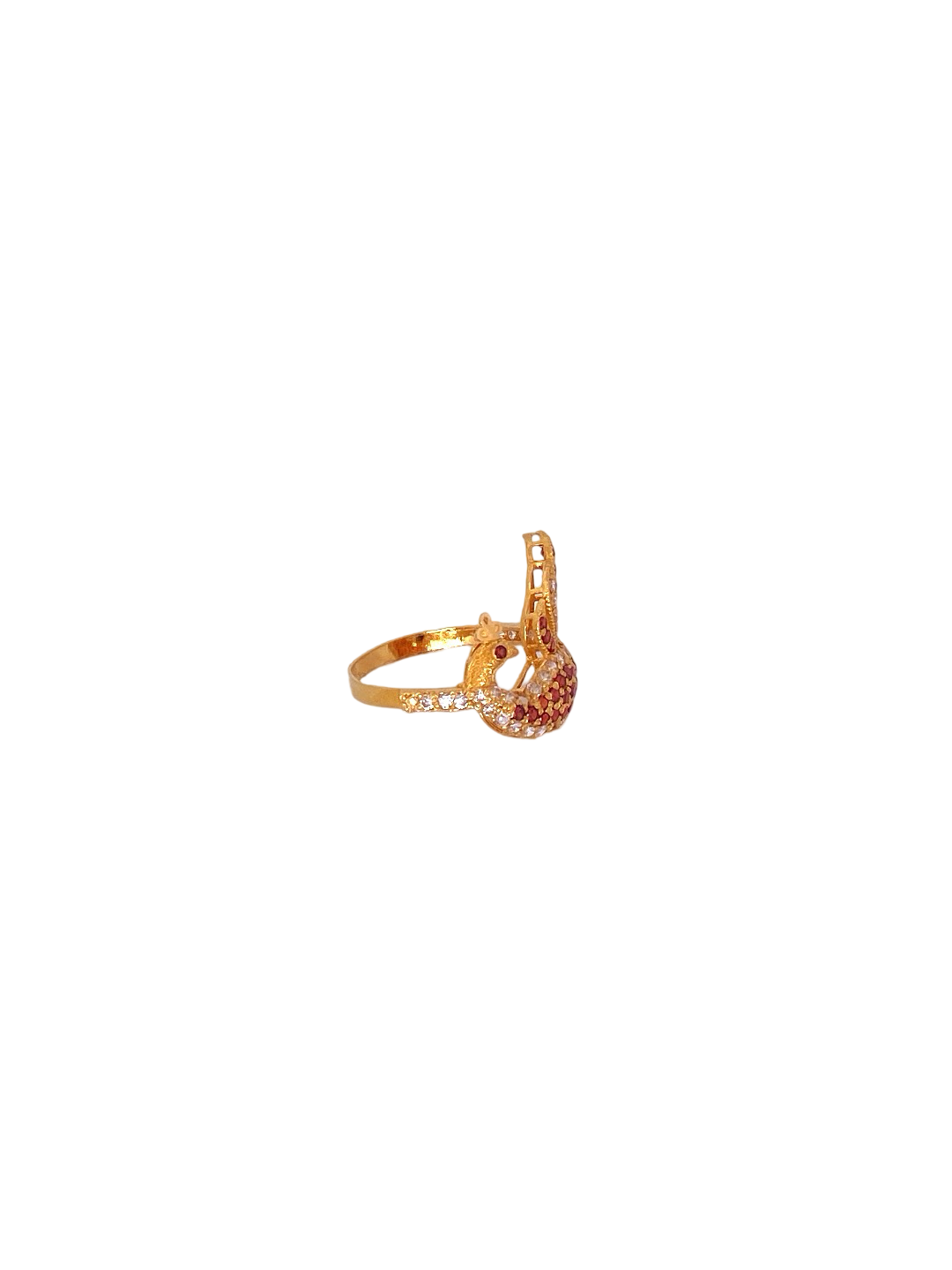 22K Gold CZ Peacock Designer Ladies Ring