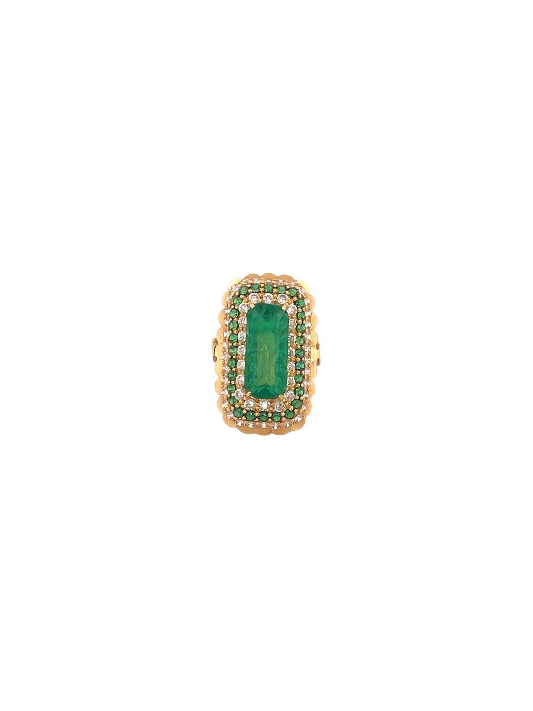 22K Gold Green CZ Designer Ladies Ring