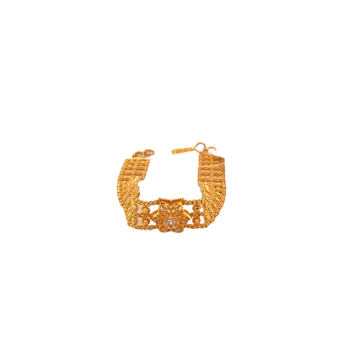 22K Gold CZ Flower Designer Ladies Bracelet