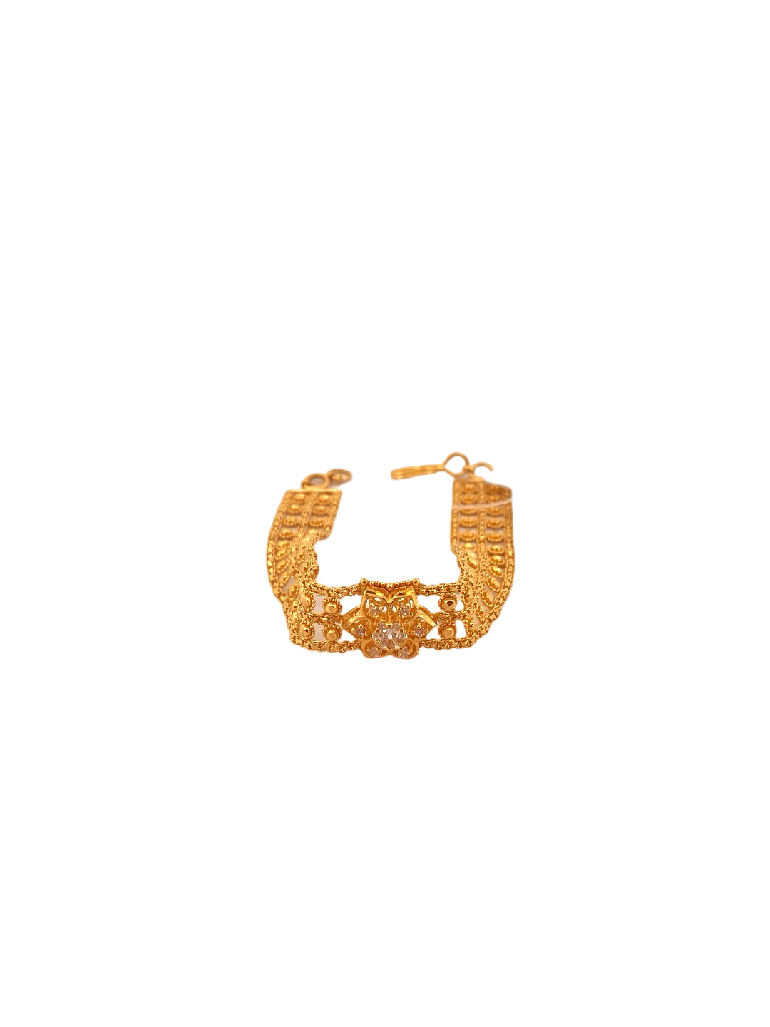 22K Gold CZ Flower Designer Ladies Bracelet