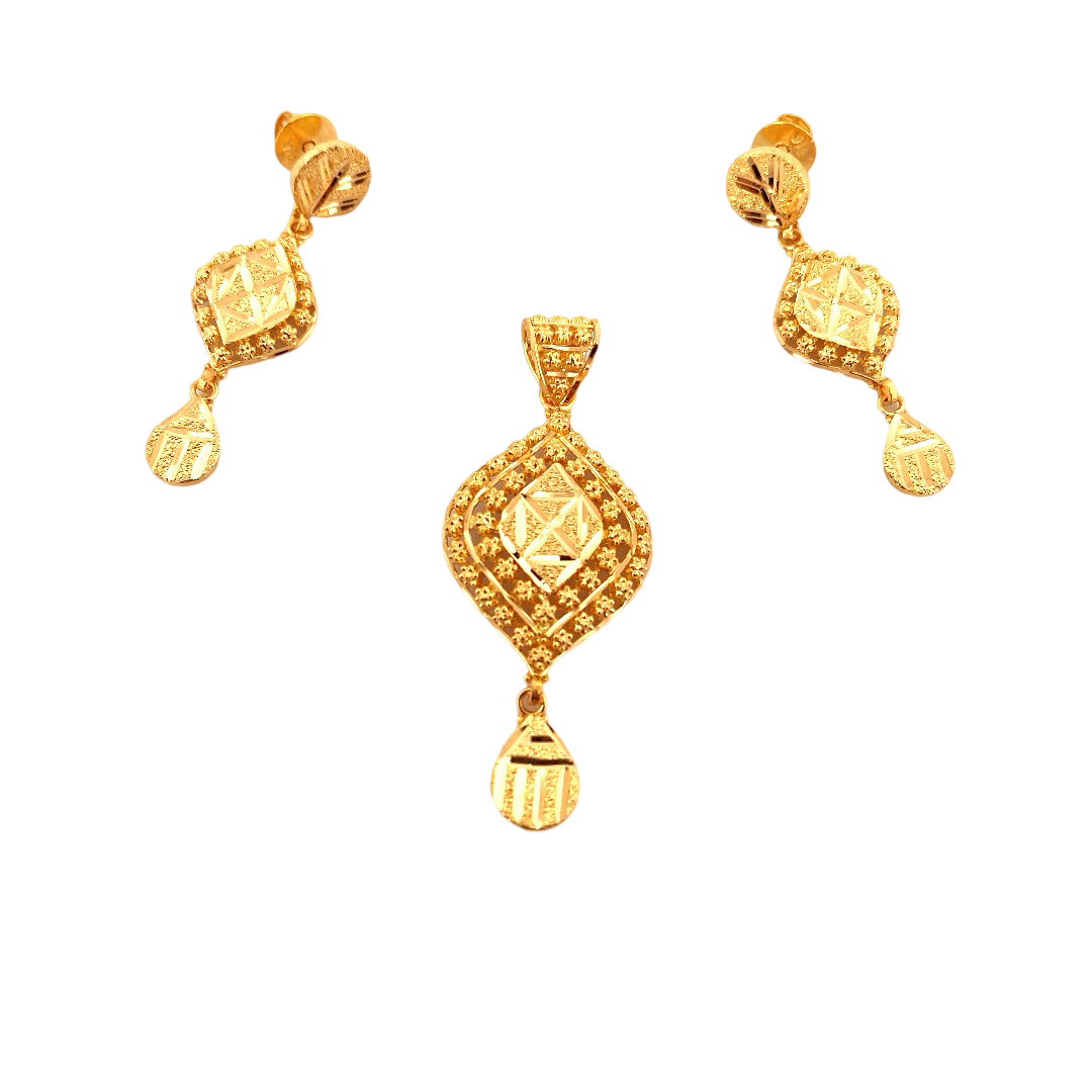 22K Gold Designer Pendant Set