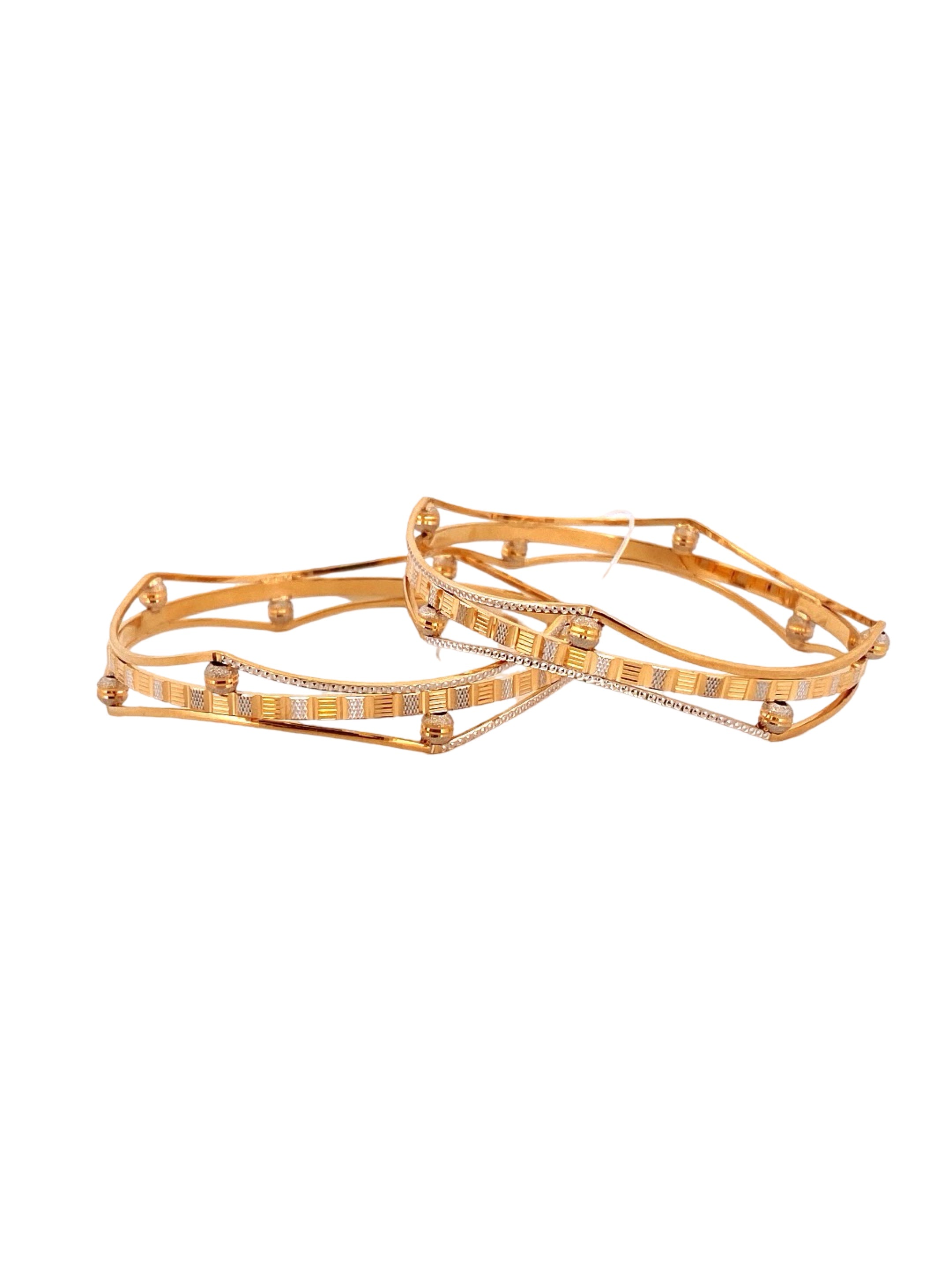 22K Gold Two-tone Designer 2 Pieces Set Of Ladies Bangles