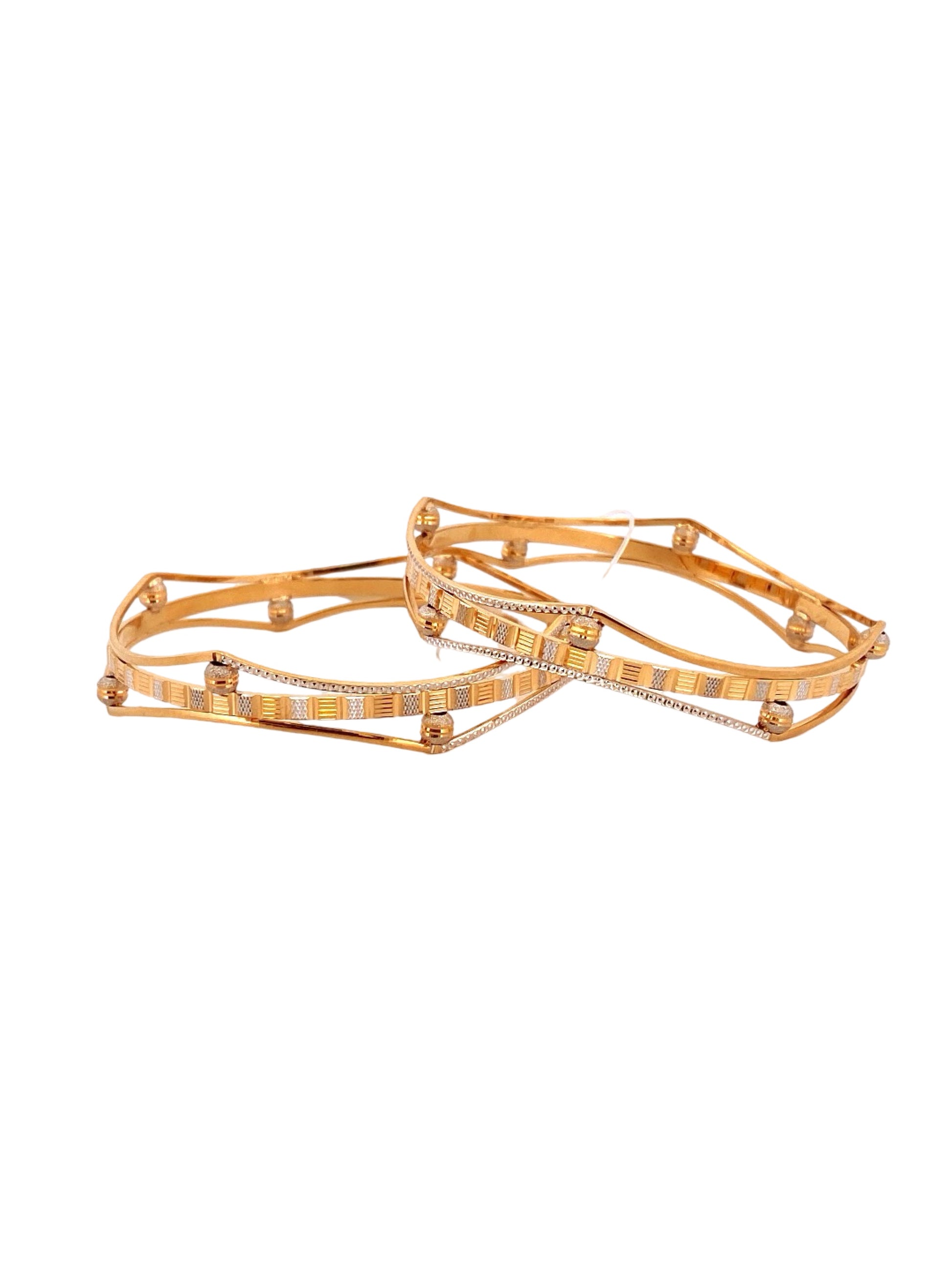 22K Gold Two-tone Designer 2 Pieces Set Of Ladies Bangles