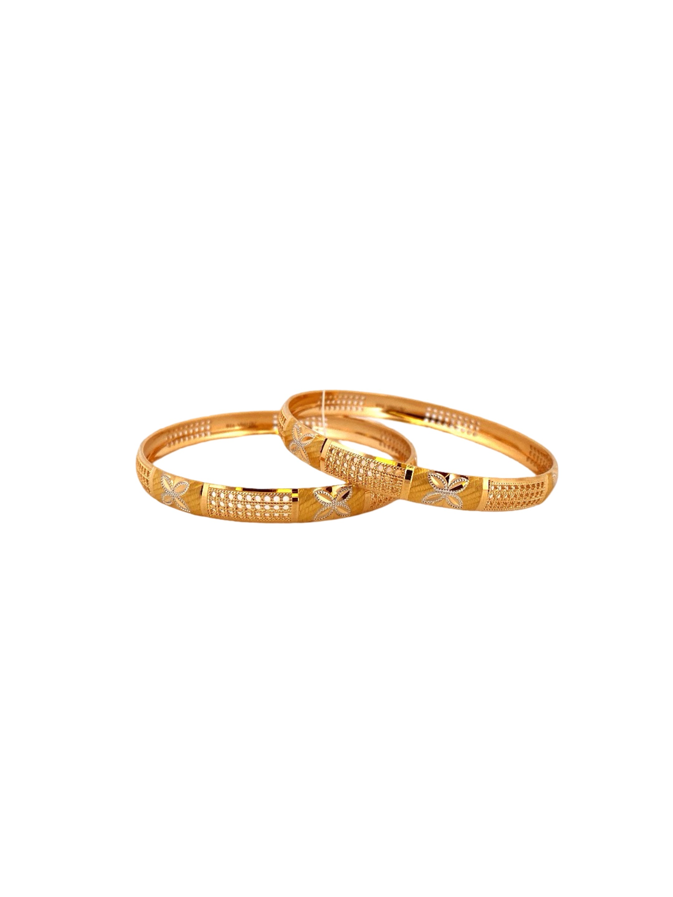 22K Gold Two-tone Designer 2 Pieces Set Of Bangles