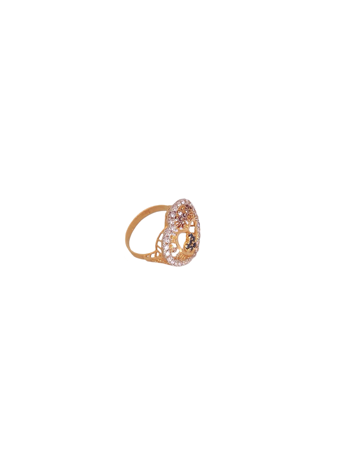 22K Gold CZ Heart Designer Ladies Ring