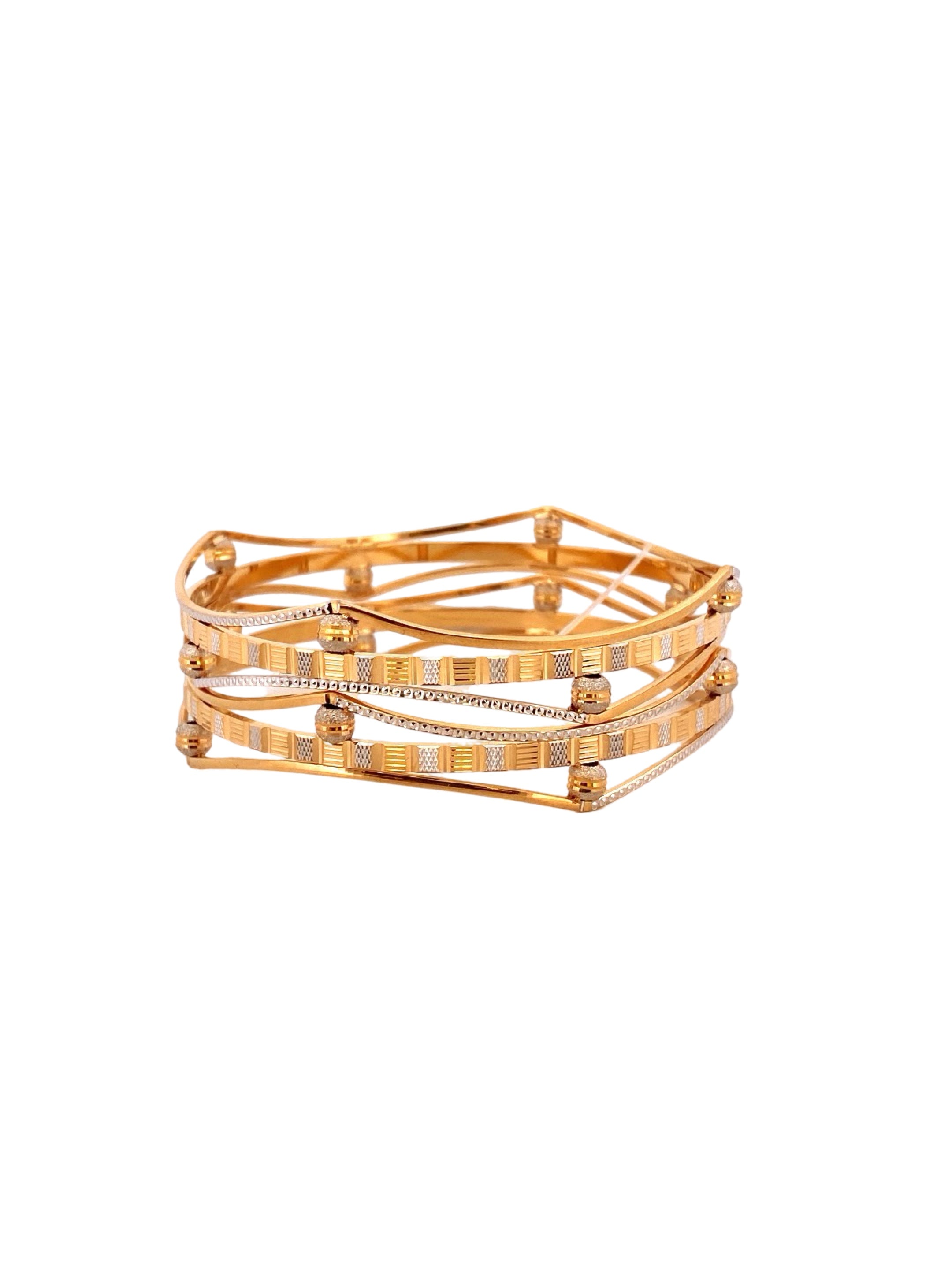 22K Gold Two-tone Designer 2 Pieces Set Of Ladies Bangles
