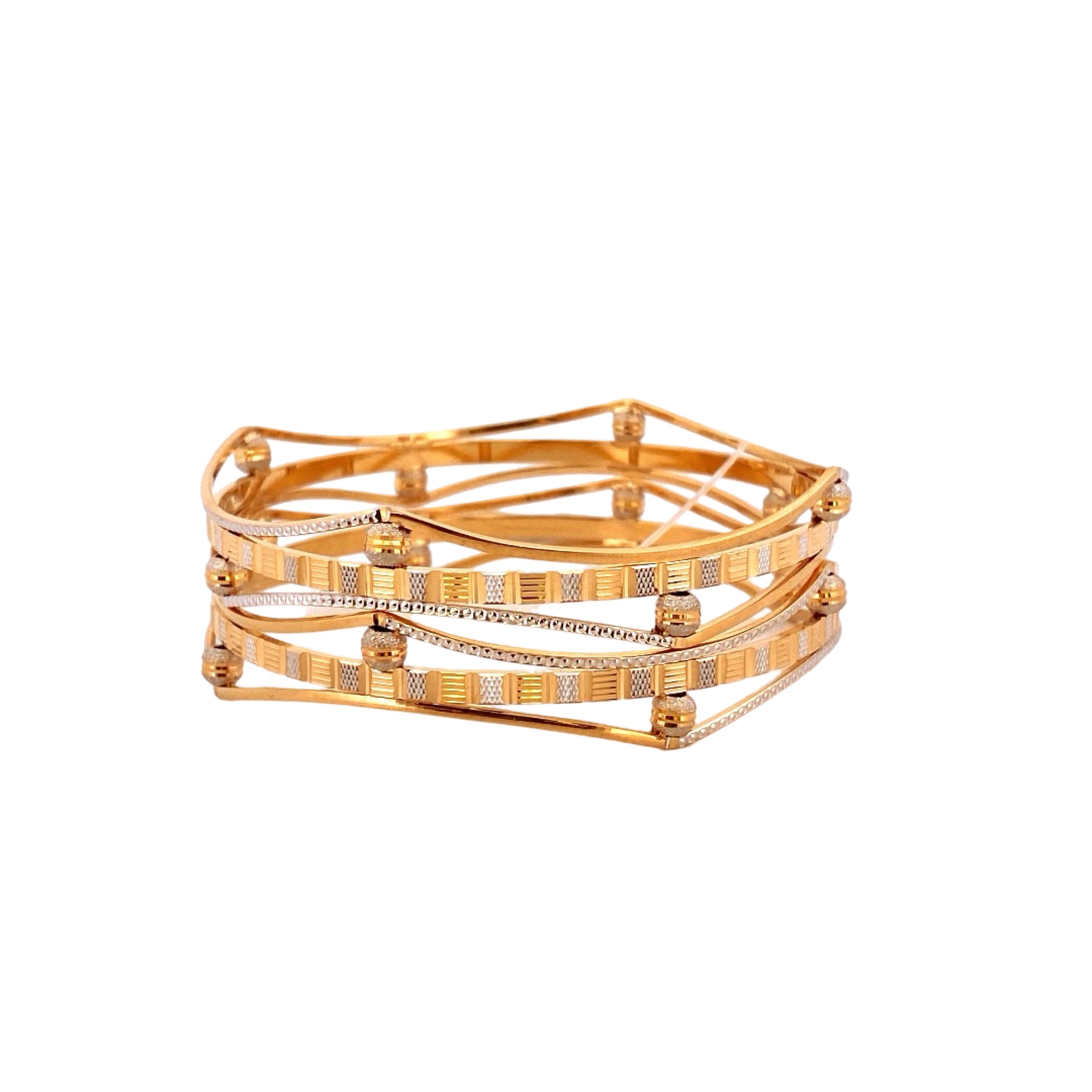22K Gold Two-tone Designer 2 Pieces Set Of Ladies Bangles