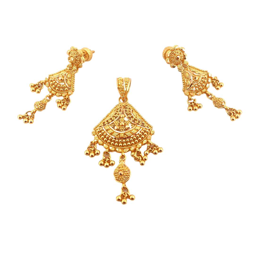 22K Gold Designer Pendant Set