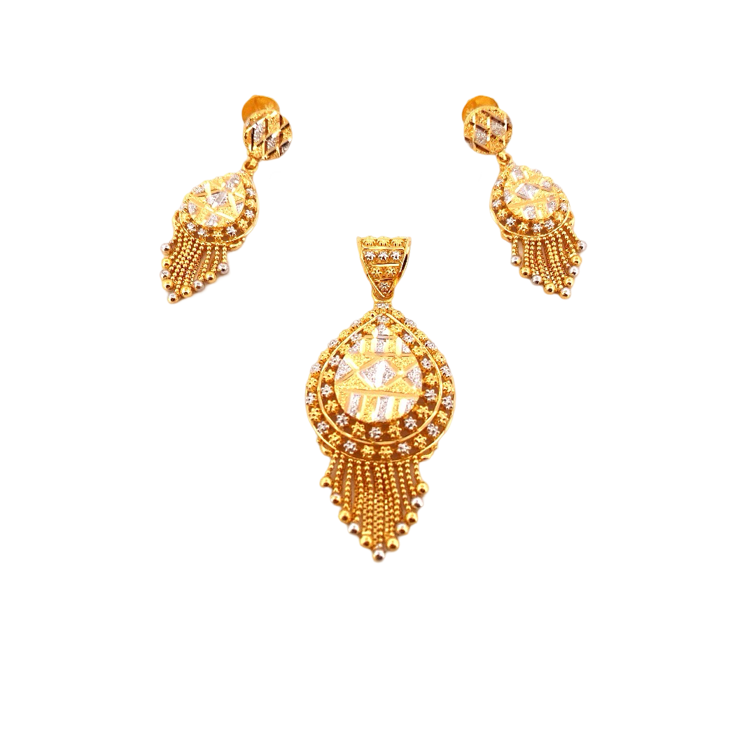 22K Gold Two-tone Designer Pendant Set