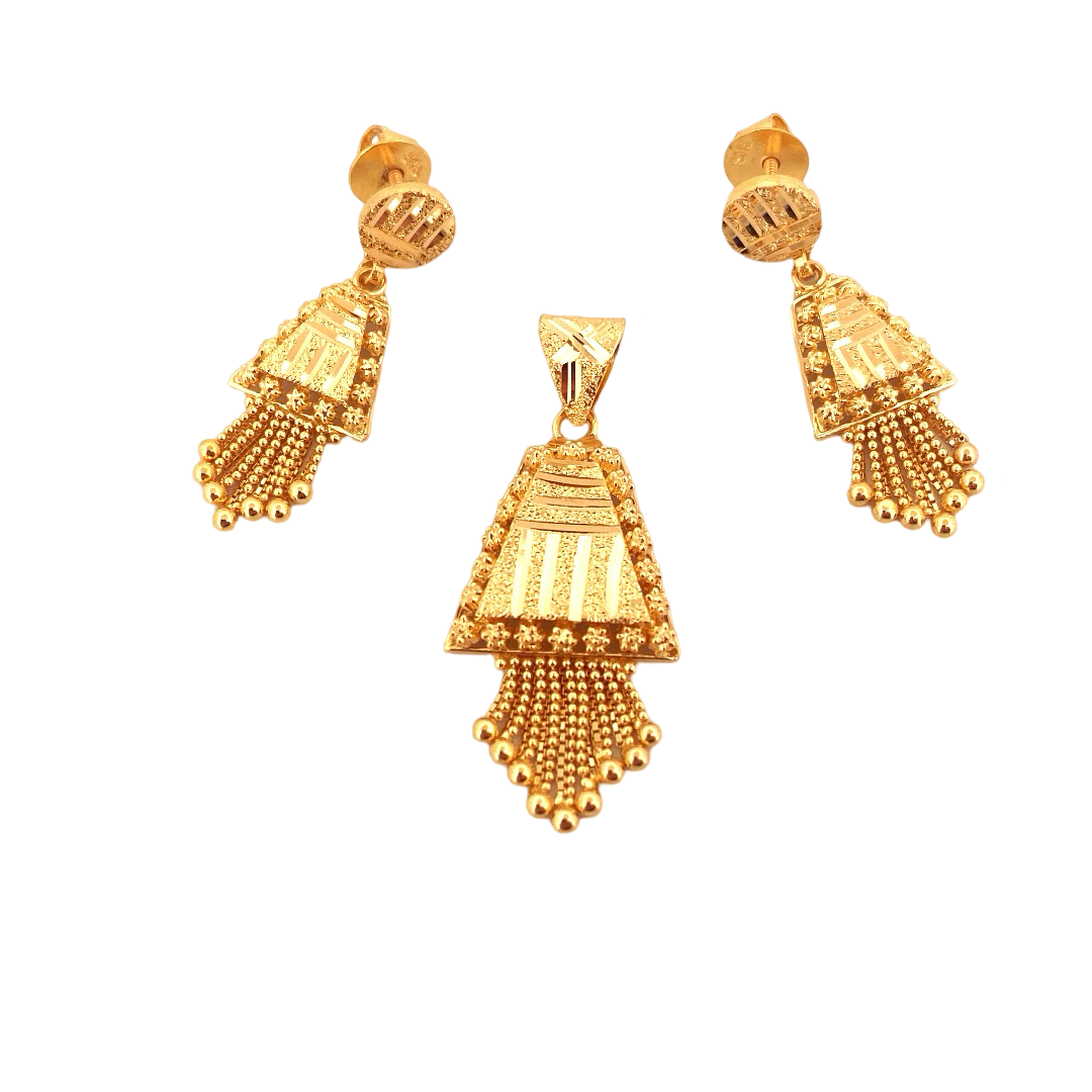22K Gold Designer Pendant Set
