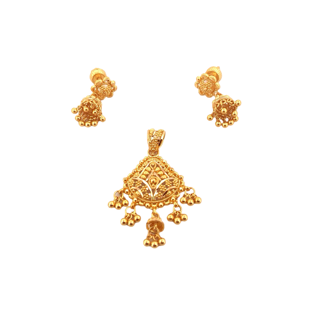 22K Gold Designer Pendant Set